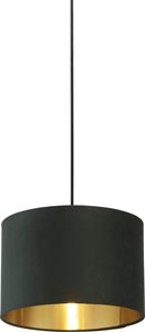 Searchlight Drum Shade - abat-jour - Ø 30 x 20 cm - vert foncé et or brossé