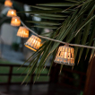 New Garden Aurora - guirlande lumineuse solaire - guirlande de 8 mètres avec cordon de 3 mètres - 10 ampoules LED incluses - IP44 - rotin