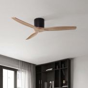 Nova Luce Ninemia - ventilateur de plafond avec télécommande - Ø 132 cm - noir sablé et bois naturel