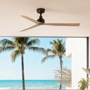 Faro Marine M - ventilateur de plafond pour extérieur - Ø 125 cm - IP44 - brun et motif chêne