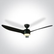 ONE Light Black Body - ventilateur de plafond avec lumière et télécommande - Ø 132 x 35 cm - 22W LED inclus - noir