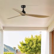 Faro Outwood L - ventilateur de plafond - Ø 150 cm - IP44 - marron foncé et chêne
