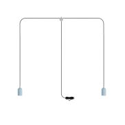 Creative Cables Eiva T-snake - guirlande lumineuse portable - longueur totale de 1,8 mètre - 2 x prise Eiva E27 avec support de câble en silicone - IP65 - bleu doux