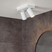 Lucide Taylor - spot en saillie 2L - 24 x 10 x 12,5 cm - 2 x 5W LED dimmable inclus - dim to warm - IP44 - blanc