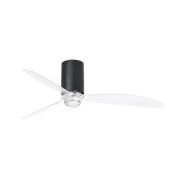 Faro Mini Tube - ventilateur de plafond avec lumière et télécommande - Ø 128 cm - 17W LED inclus - noir mat et transparent