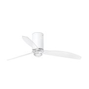 Faro Mini Tube - ventilateur de plafond avec lumière et télécommande - Ø 128 cm - 17W LED inclus - blanc mat et transparent