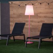 New Garden Lola slim 180 - lampadaire rechargeable avec panneau solaire - RGB+W - Ø 44 x 177 cm - 6,5W LED dimmable inclus - IP65 - or rose