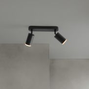 Nova Luce Mao - spot en saillie 2L - 5,5 x 16,5 x 26 cm - IP44 - noir sablé