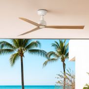 Faro Marine M - ventilateur de plafond pour extérieur - Ø 125 cm - IP44 - blanc mat et motif chêne