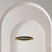 Nova Luce Epos - lampe suspendue - Ø 60 x 145 cm - 38W dimmable LED inclus - noir sablé et or brossé