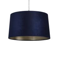 Abat-jour cylindrique Searchlight - Ø 40 x 25 cm - bleu marine avec or