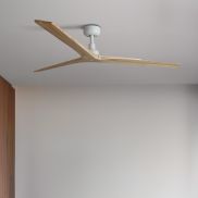 Faro Klim L - ventilateur de plafond - Ø 150 cm - blanc mat et pin