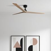 Faro Klim L - ventilateur de plafond - Ø 150 cm - noir mat et pin