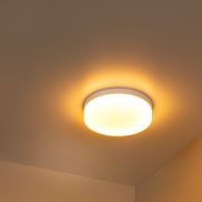 Lucide Biskit - plafonnier avec détecteur de mouvement - Ø 28 x 7,5 cm - 18W LED inclus - IP44 - blanc