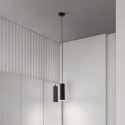 Nova Luce Mao - lampe suspendue - Ø 5,5 x 200 cm - IP44 - noir sablé