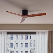 Nova Luce Ninemia - ventilateur de plafond avec télécommande - Ø 132 cm - noir sablé et bois foncé