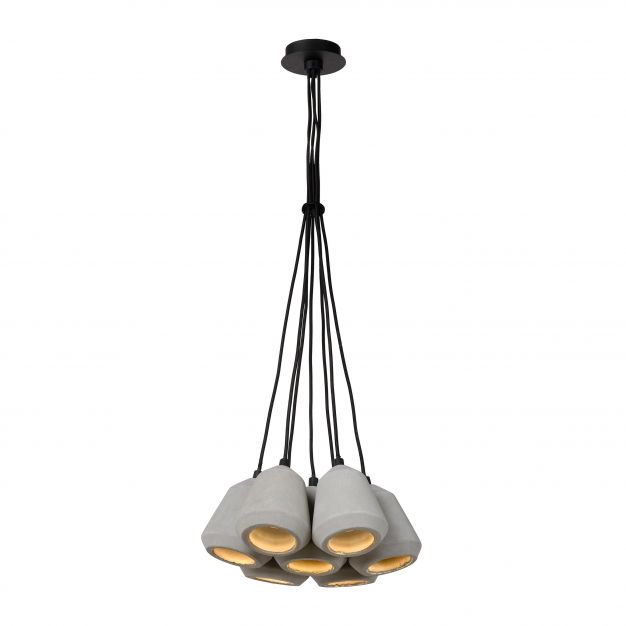 Lucide Settana - suspension - Ø 31 x 142 cm - 7 x 2,5W LED à intensité variable incl. - taupe et noir