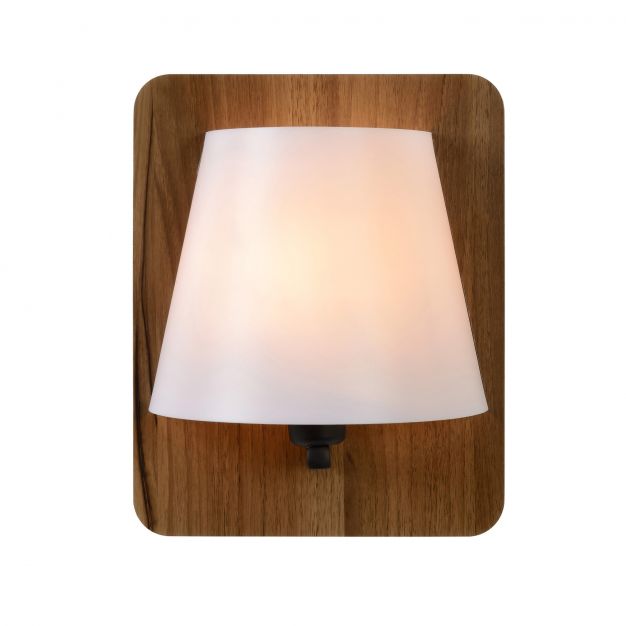 Lucide Idaho - lampe murale - 12 x 12 x 25 cm - marron et opale