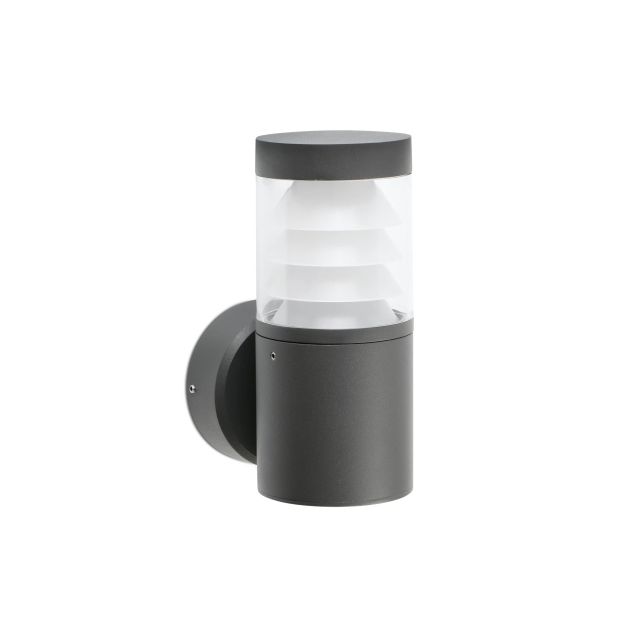 Faro Plim - applique murale - 9 x 13,5 x 25 cm - 10W LED inclus - IP65 - gris foncé avec verre transparent