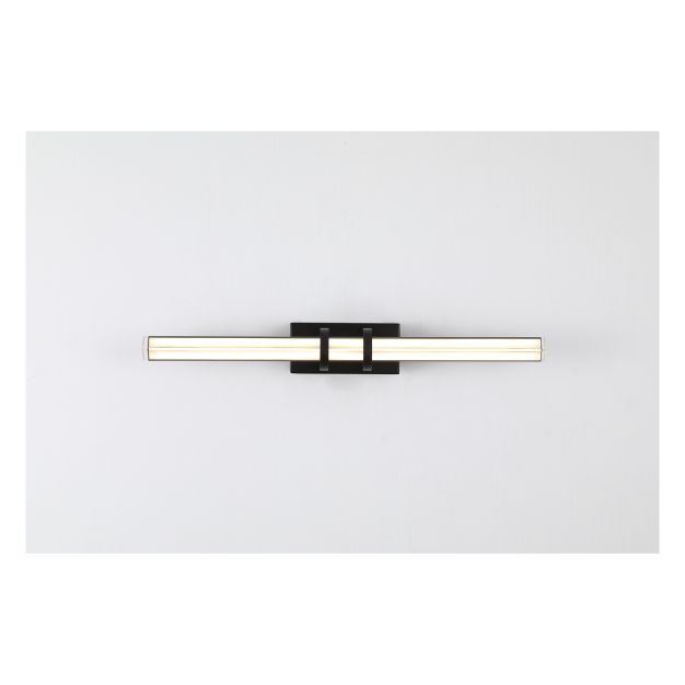 Searchlight Parma - lampe miroir - 47 x 6 cm - 10W LED inclus - IP44 - noir mat et transparent