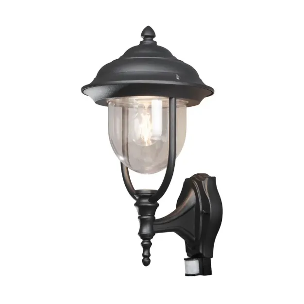 Konstsmide Parma Up – applique murale extérieure avec capteur – 24 x 29 x 48 cm – IP44 – noir mat