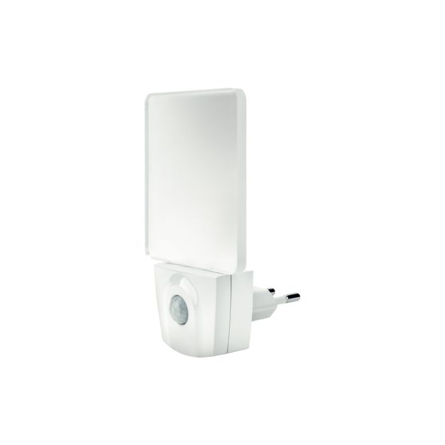 Veilleuse à led intégrée - veilleuse - 11,4 x 6,5 x 7,6 cm - avec capteur jour et nuit + détecteur de mouvement - blanc et transparent