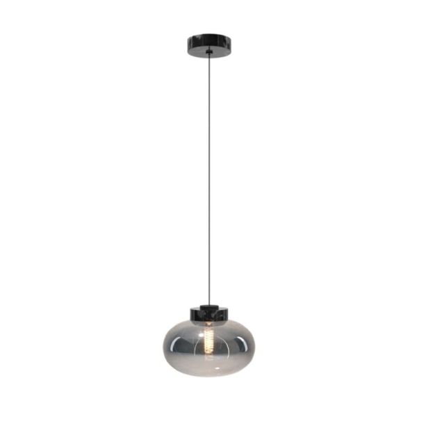 Maxlight Moonstone - lampe suspendue - Ø 45 x 150 cm - verre fumé et noir