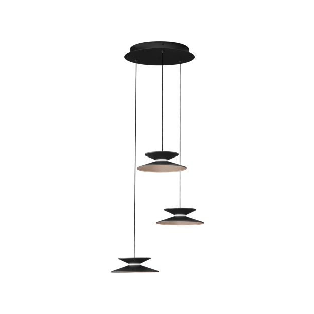 Nova Luce Morfi - lampe suspendue - Ø 42 x 161 cm - 15W dimmable LED inclus - noir sablé et or