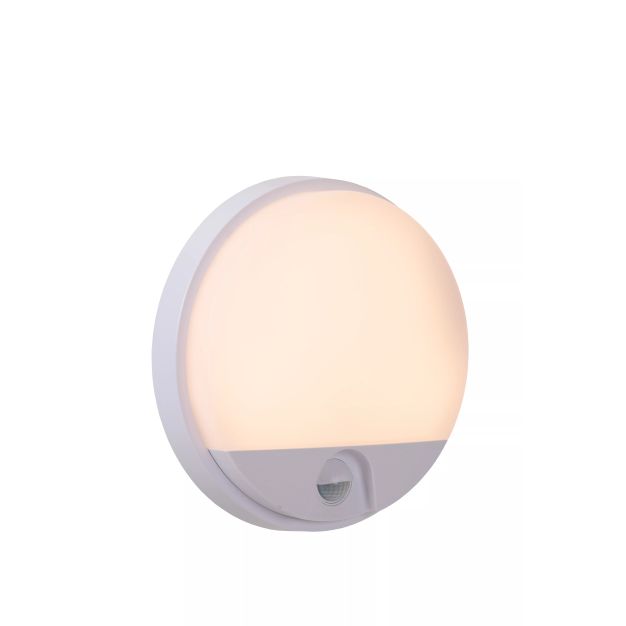 Lucide Hups IR - applique murale extérieure avec détecteur - Ø 21 x 4,9 cm - 10W LED inclus - IP54 - blanc