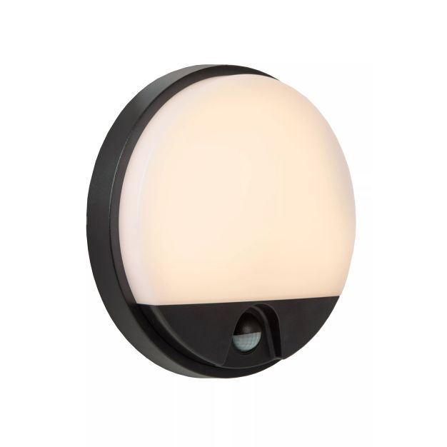 Lucide Hups IR - applique murale extérieure avec détecteur - Ø 21 x 4,9 cm - 10W LED inclus - IP54 - noir