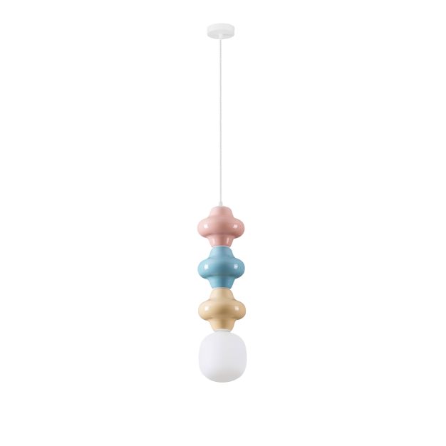 Nova Luce Clio - lampe suspendue - Ø 18 x 240 cm - rose, bleu, jaune, blanc et verre opale