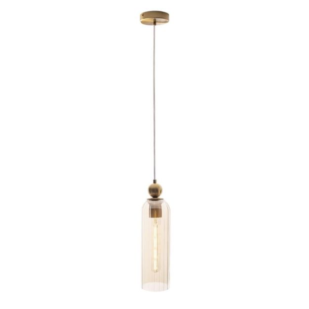 Maxlight Campanila - lampe suspendue - Ø 11 x 158 cm - laiton et ambre