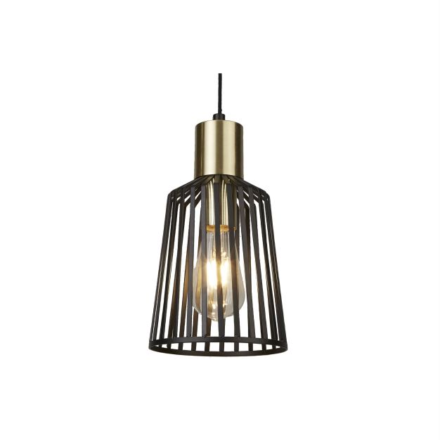 Searchlight Bird Cage - lampe suspendue - Ø 16 x 150 cm - noir mat