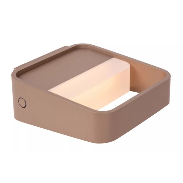 Lucide Silvi - applique murale rechargeable - 13 x 13,5 x 5 cm - 3,7W LED dimmable inclus - brun rouille