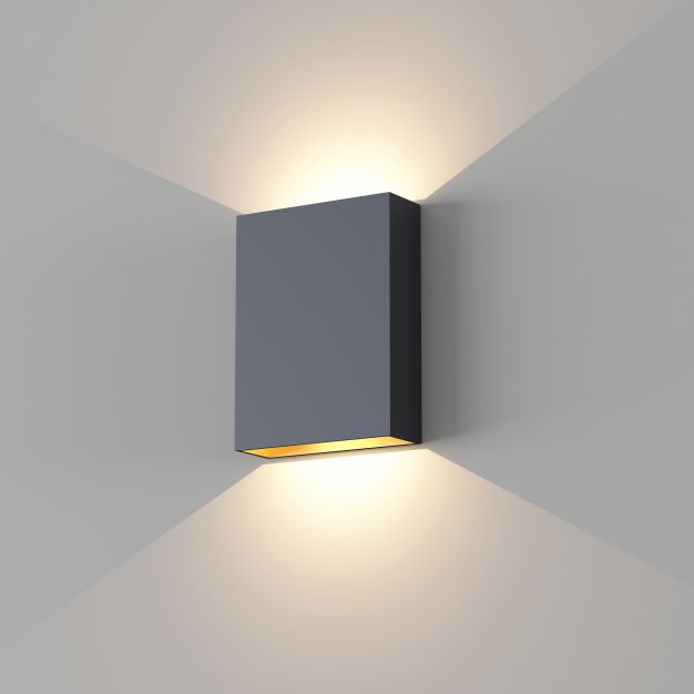 Artdelight Memphis - applique murale - 4 x 12 x 16 cm - 6W LED inclus - IP65 - noir et or