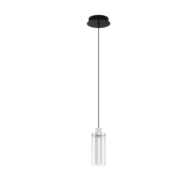 Nova Luce Lune - lampe suspendue - Ø 14 x 210 cm - 9W dimmable LED inclus - noir sable et chrome