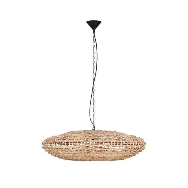 Nova Luce Bola - lampe suspendue - Ø 81,5 x 200 cm - naturel et noir