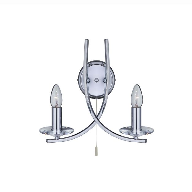 Searchlight Ascona - applique murale avec interrupteur à tirette - 30 x 29 cm - chrome