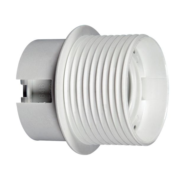 VK Lighting - douille E27 - plastique - avec filetage & bride - Ø 4,0 x 4,5 cm - blanc