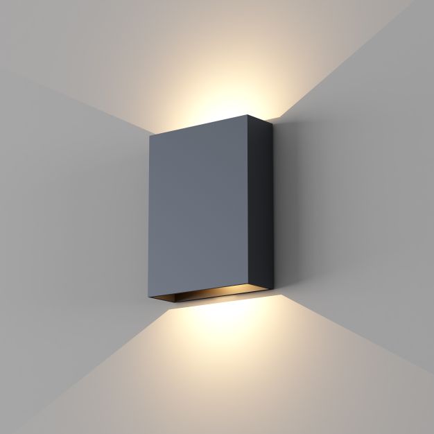 Artdelight Memphis - applique murale - 4 x 12 x 16 cm - 6W LED inclus - IP65 - noir