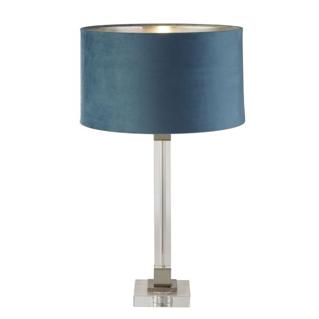 Searchlight Scarborough - lampe à poser - Ø 38 x 67 cm - nickel satiné, argent et bleu-vert