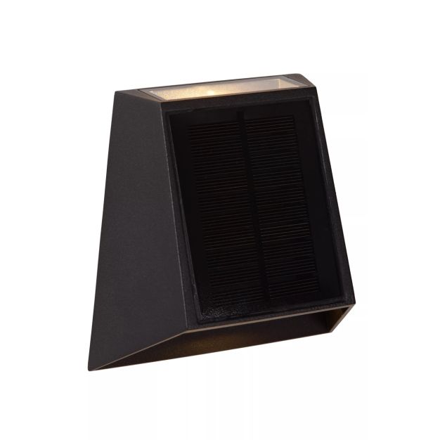 Lucide Luton - Applique d'extérieur avec capteur solaire jour/nuit - 13 x 7,4 x 13,4 cm - 1W LED dimmable inclus - IP54 - noir
