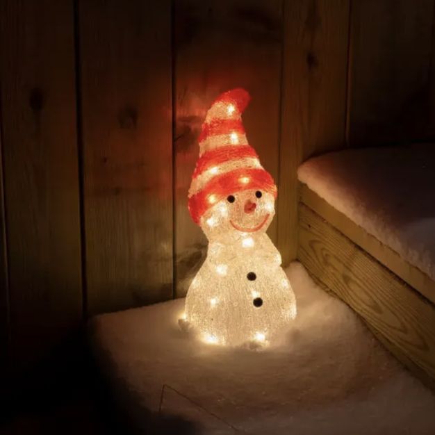 Konstsmide Lumières de Noël - bonhomme de neige avec chapeau - 14,5 x 16,5 x 32 cm - IP44 - rouge et blanc