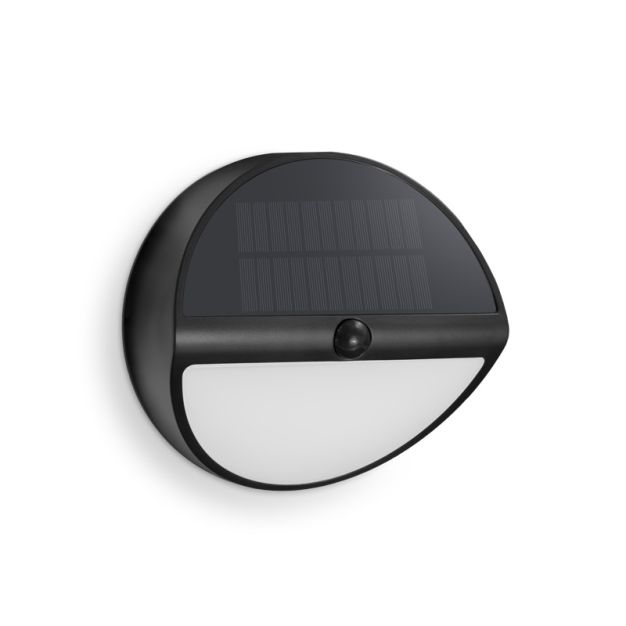 Century Italia Aura - Applique d'extérieur solaire avec capteur - Ø 20 x 9,7 cm - 5W LED inclus - IP54 - noir