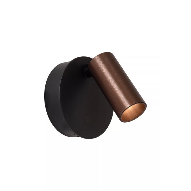 Lucide Toni - applique murale rechargeable - Ø 8,1 x 12,4 cm - 2W LED dimmable inclus - café