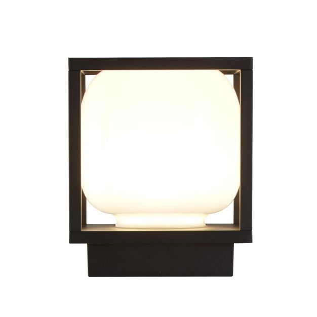 Projecteur Athens - applique d'extérieur - 15 x 15 cm - LED 9 W incluse - IP54 - noir et opale