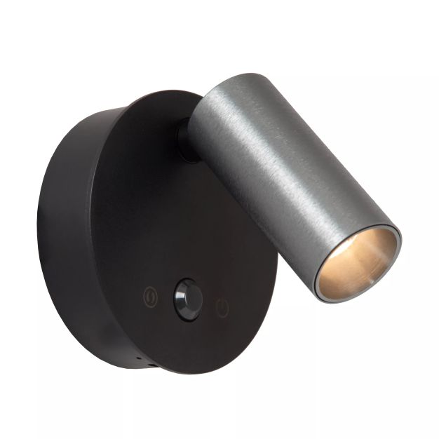 Lucide Toni - applique murale rechargeable avec détecteur de mouvement - Ø 8,1 x 12,4 cm - 2W LED dimmable inclus - gris