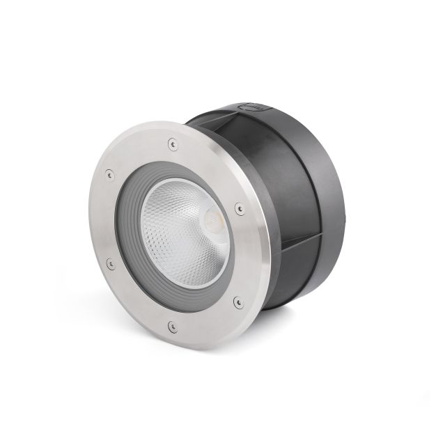 Faro Suria-24 - spot rond pour l'extérieur - Ø 220 mm, Ø 209 mm à encastrer - 24W LED inclus - IP67 - acier inoxydable satiné - 60 degrés