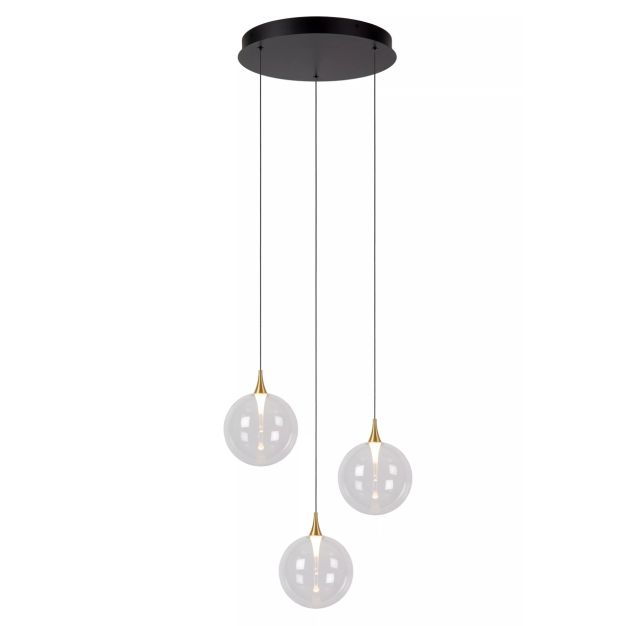 Lucide Gisela - lampe suspendue - Ø 36 x 150 cm - 3 x 3,6W LED dimmable inclus - transparent