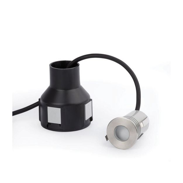 Faro Crosby - spot rond pour l'extérieur - Ø 55 mm, Ø 80 mm à encastrer - 2W LED inclus - IP67 - acier inoxydable satiné